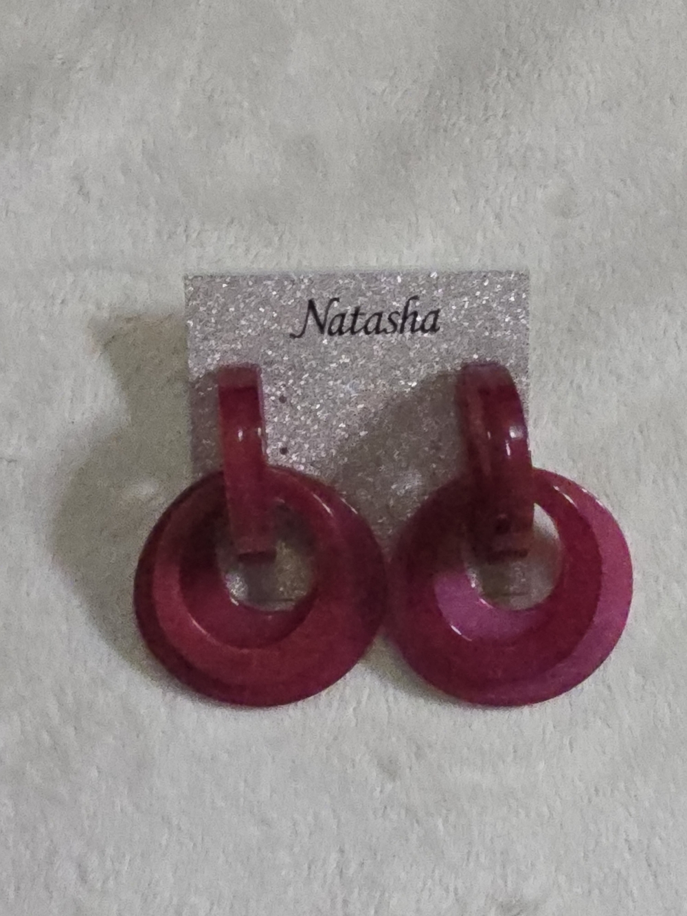 Natasha Couture Magenta Disc Drop Earrings